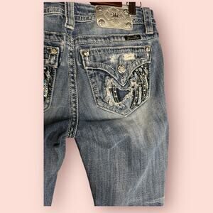 Miss Me Women’s Jeans size 29 Skinny Distressed Light Wash Ripped Bling Pocket